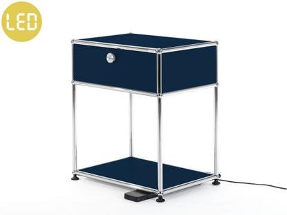 USM Haller Bedside Table with Dimmable Light Steel blue RAL 5011