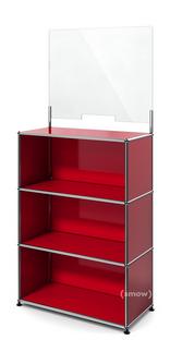 USM Haller Counter M with Security Screen USM ruby red|With feet
