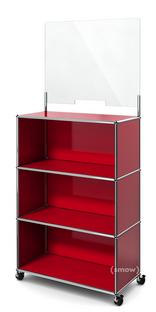 USM Haller Counter M with Security Screen USM ruby red|With castors