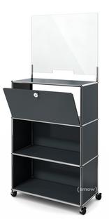 USM Haller Counter M with Security Screen and Hatch Anthracite RAL 7016|With castors