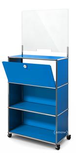 USM Haller Counter M with Security Screen and Hatch Gentian blue RAL 5010|With castors