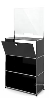 USM Haller Counter M with Security Screen and Hatch Graphite black RAL 9011|With feet