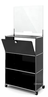 USM Haller Counter M with Security Screen and Hatch Graphite black RAL 9011|With castors