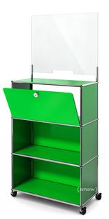 USM Haller Counter M with Security Screen and Hatch USM green|With castors