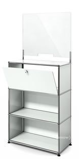 USM Haller Counter M with Security Screen and Hatch Light grey RAL 7035|With feet