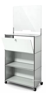 USM Haller Counter M with Security Screen and Hatch Light grey RAL 7035|With castors