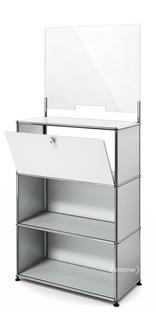 USM Haller Counter M with Security Screen and Hatch USM matte silver|With feet