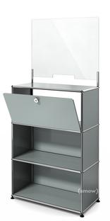 USM Haller Counter M with Security Screen and Hatch Mid grey RAL 7005|With feet