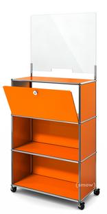USM Haller Counter M with Security Screen and Hatch Pure orange RAL 2004|With castors