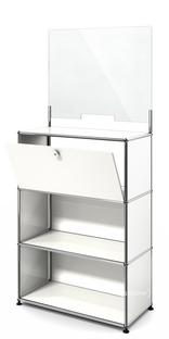 USM Haller Counter M with Security Screen and Hatch Pure white RAL 9010|With feet