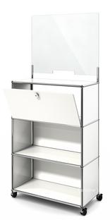 USM Haller Counter M with Security Screen and Hatch Pure white RAL 9010|With castors