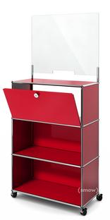 USM Haller Counter M with Security Screen and Hatch USM ruby red|With castors