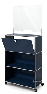 USM Haller Counter M with Security Screen and Hatch Steel blue RAL 5011|With castors