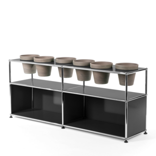 USM Haller Plant World Sideboard Anthracite RAL 7016|Open|With 6 pots|Basalt