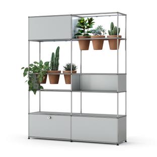 USM Haller E Plant World Room Divider USM matte silver|Terracotta|LED illumination cold white