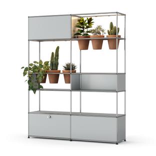 USM Haller E Plant World Room Divider USM matte silver|Terracotta|LED lighting warm white