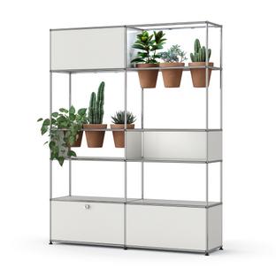 USM Haller E Plant World Room Divider Pure white RAL 9010|Terracotta|LED illumination cold white