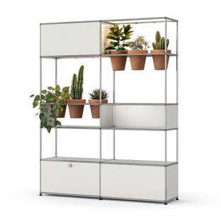 USM Haller E Plant World Room Divider Pure white RAL 9010|Terracotta|LED lighting warm white