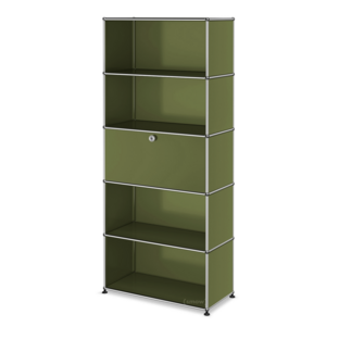 USM Haller Storage Unit M,  Edition Olive Green, Customisable Open|With drop-down door|Open|Open