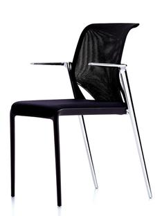 MedaSlim With armrests|Base polished aluminium (non-stackable)|Seat Nova, back Netline|Nero|Nero
