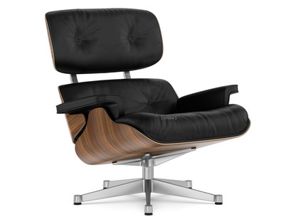 Lounge Chair Walnut with black pigmentation|Leather Premium F nero|89 cm|Aluminium polished