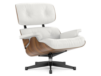 Lounge Chair Walnut with black pigmentation|Leather Premium F snow|89 cm|Aluminium polished, sides black