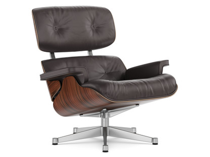 Lounge Chair Santos Palisander|Leather Premium F chocolate|84 cm - Original height 1956|Aluminium polished