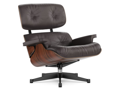 Lounge Chair Santos Palisander|Leather Premium F chocolate|84 cm - Original height 1956|Aluminium polished, sides black