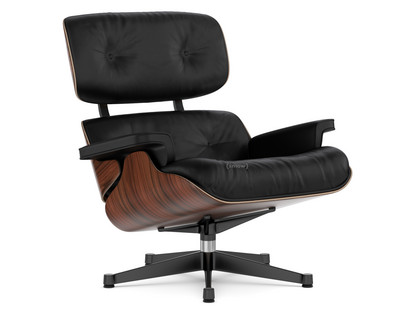Lounge Chair Santos Palisander|Leather Premium F nero|84 cm - Original height 1956|Aluminium polished, sides black