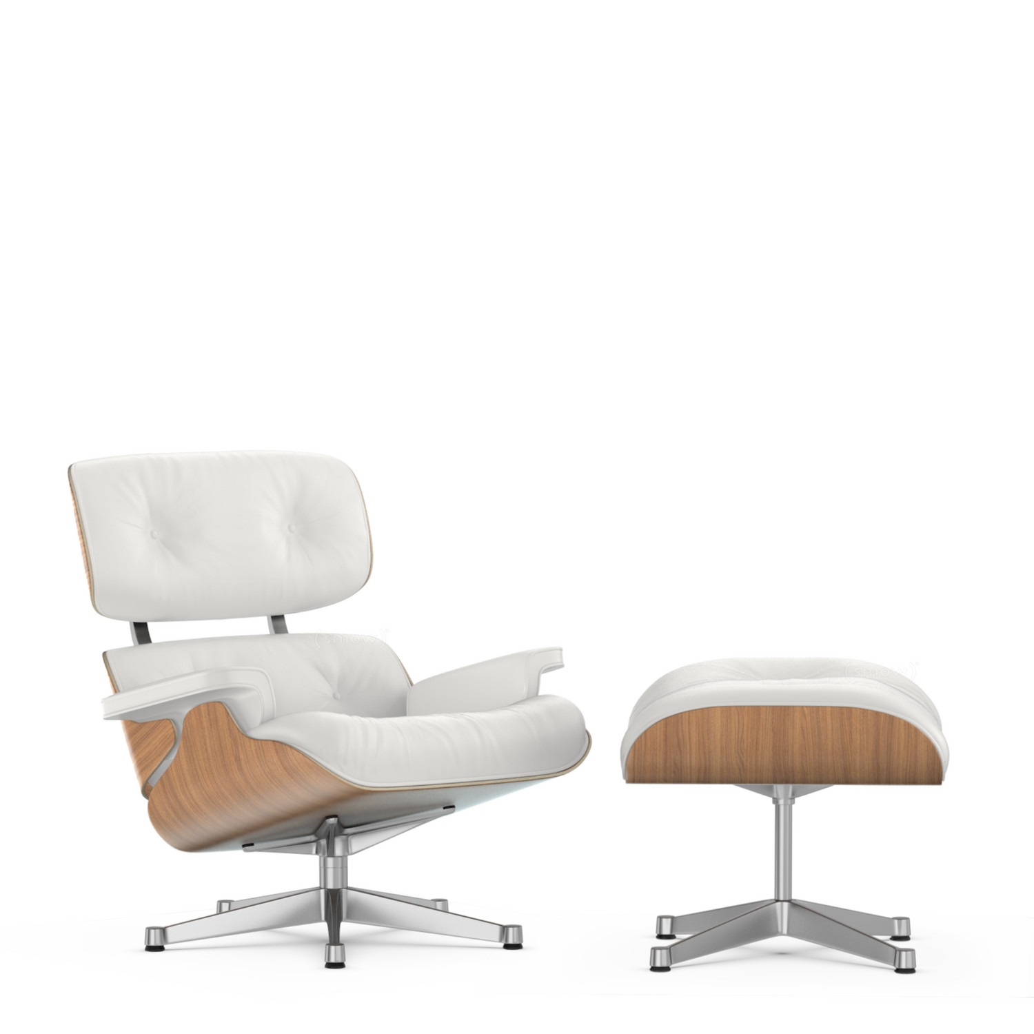 Vitra Lounge Chair Ottoman White Version Walnut With Lounge Chair Ottoman White Version Walnut With Pigmentation Snow 84 Cm