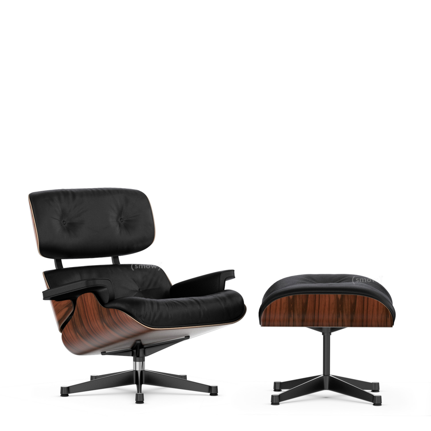 Vitra Lounge Chair Ottoman Santos, Black Leather Swivel Chair With Ottoman