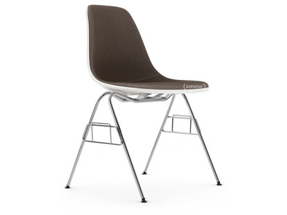 Eames Plastic Side Chair RE DSS White|With full upholstery|Warm grey / moor brown|Without linking element (DSS-N)