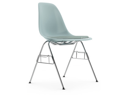 Eames Plastic Side Chair RE DSS Ice grey|With seat upholstery|Ice blue / ivory|With linking element (DSS)