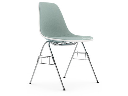 Eames Plastic Side Chair RE DSS Ice grey|With full upholstery|Ice blue / ivory|With linking element (DSS)