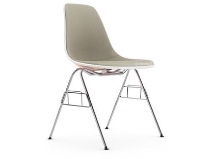 Eames Plastic Side Chair RE DSS Pale rose|With full upholstery|Warm grey / ivory|Without linking element (DSS-N)