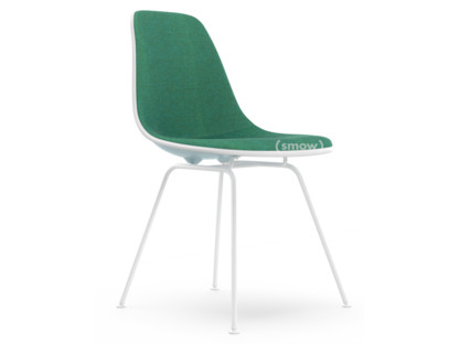 Eames Plastic Side Chair RE DSX Ice grey|With full upholstery|Mint / forest|Standard version - 43 cm|Coated white