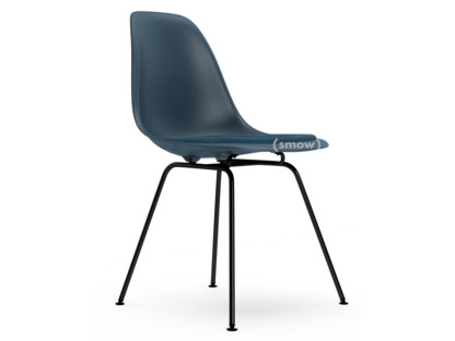 Eames Plastic Side Chair DSX Sea blue|With seat upholstery|Sea blue / dark grey|Standard version - 43 cm|Coated basic dark