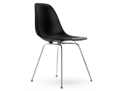 Eames Plastic Side Chair RE DSX Deep black|Without upholstery|Without upholstery|Standard version - 43 cm|Chrome-plated