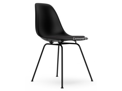 Eames Plastic Side Chair RE DSX Deep black|With seat upholstery|Dark grey|Standard version - 43 cm|Coated basic dark