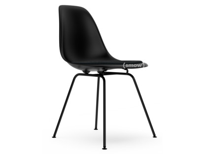 Eames Plastic Side Chair RE DSX Deep black|With seat upholstery|Nero|Standard version - 43 cm|Coated basic dark