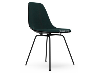 Eames Plastic Side Chair RE DSX Deep black|With full upholstery|Petrol / moor brown|Standard version - 43 cm|Coated basic dark