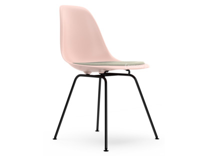 Eames Plastic Side Chair RE DSX Pale rose|With seat upholstery|Warm grey / ivory|Standard version - 43 cm|Coated basic dark