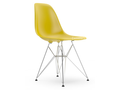 Eames Plastic Side Chair RE DSR Mustard|Without upholstery|Without upholstery|Standard version - 43 cm|Chrome-plated