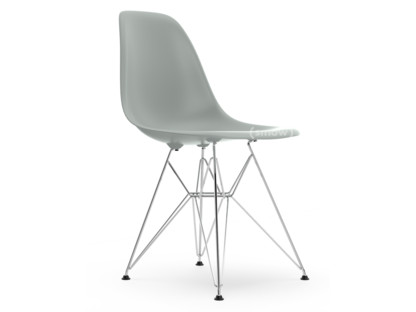 Eames Plastic Side Chair RE DSR Light grey|Without upholstery|Without upholstery|Standard version - 43 cm|Chrome-plated