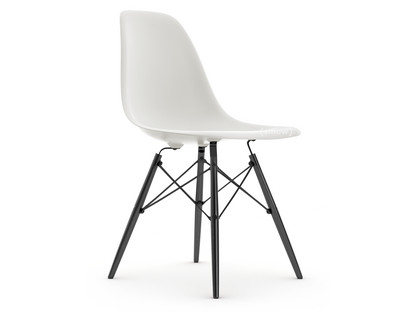 Eames Plastic Side Chair RE DSW White|Without upholstery|Without upholstery|Standard version - 43 cm|Black maple