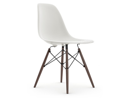 Eames Plastic Side Chair RE DSW White|Without upholstery|Without upholstery|Standard version - 43 cm|Dark maple