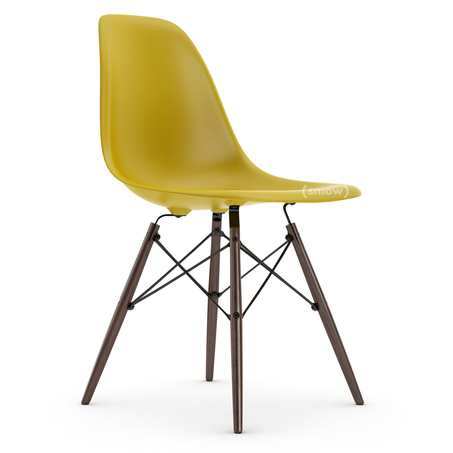 Vitra Eames Plastic Side Chair DSW, Without upholstery, Without upholstery, Standard version - 43 cm, Dark maple by Charles & Ray Eames, 1950 - Designer furniture by smow.com