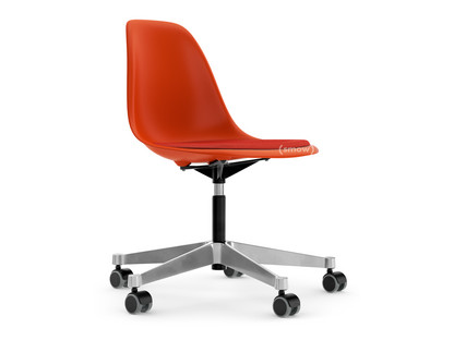Eames Plastic Side Chair RE PSCC Poppy red RE|With seat upholstery|Coral / poppy red 