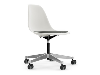 Eames Plastic Side Chair RE PSCC White|With seat upholstery|Nero / ivory