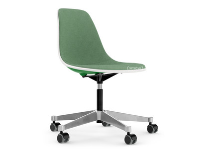 Eames Plastic Side Chair RE PSCC Green|With full upholstery|Green / ivory